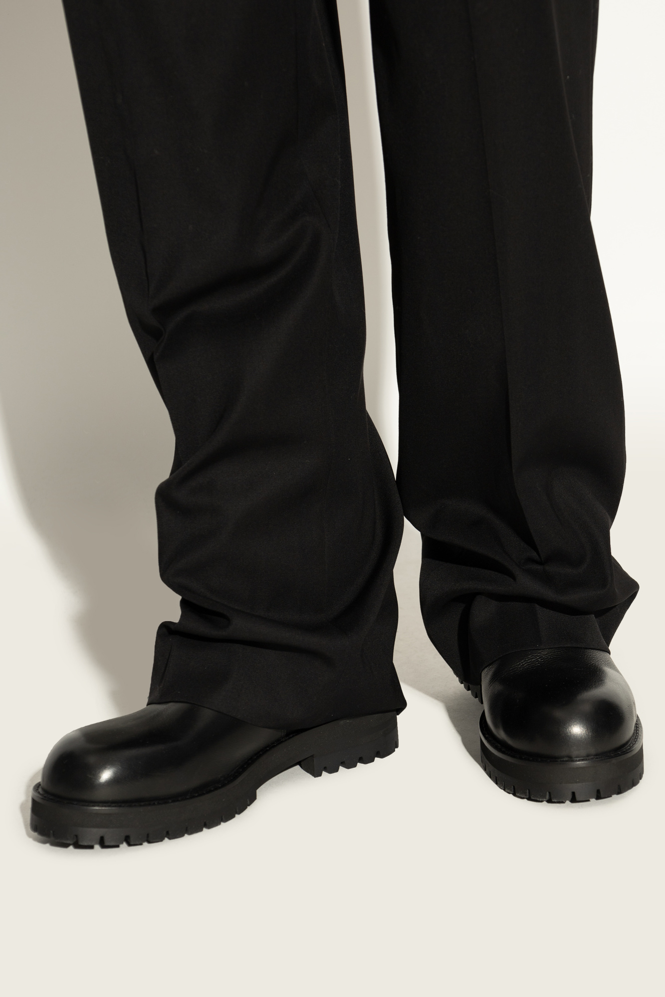 Off White Nappa Calf Zip Tie Black Ankle Boots main image 0